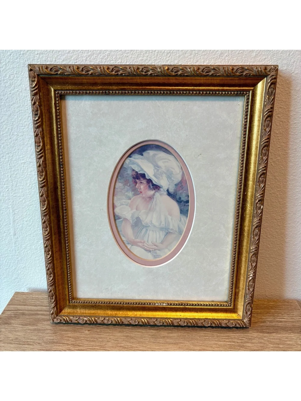Vintage Andrew Loomis “Priscilla” Framed Art Ornate Gold Frame Girl in Bonnet